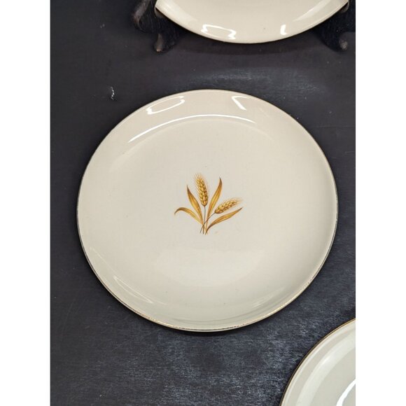 Vintage Taylor Smith Golden Wheat Made in USA 22K Gold 6 3/8" Bread Plates Lot 5 - Picture 4 of 9